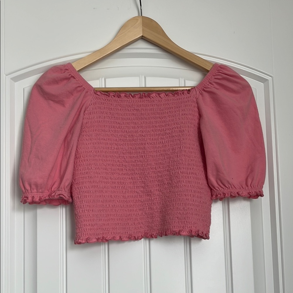 GAP Kids Coral Smocked Cropped Blouse